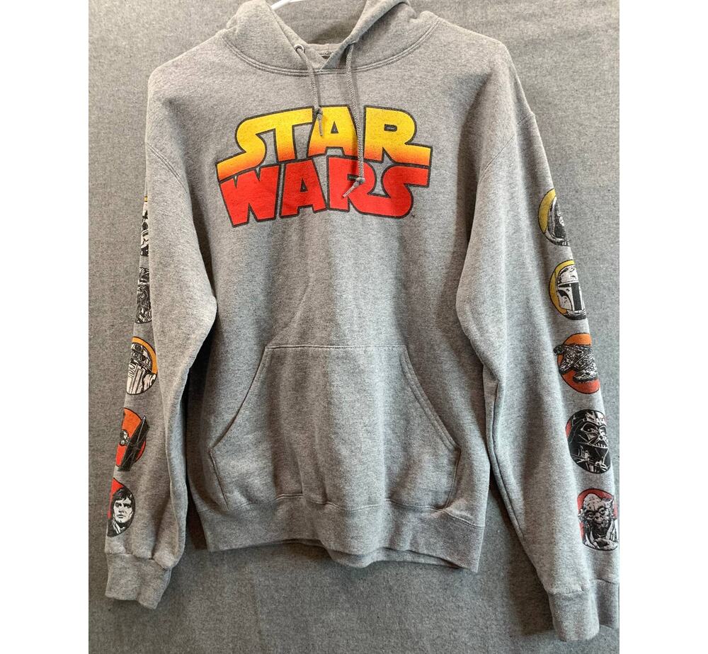 Star Wars Hoodie Jacket Adult Small Gray Pullover Casual Shirt